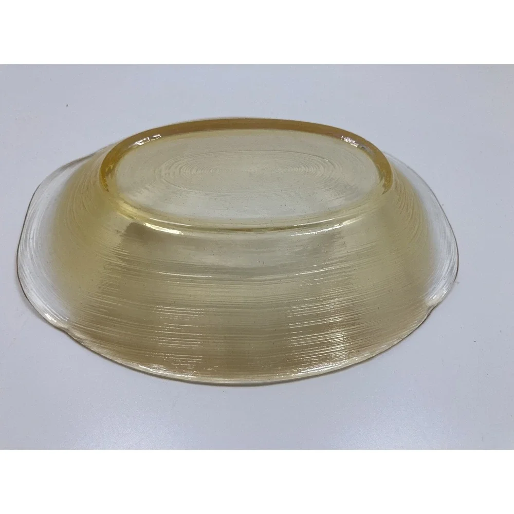 Amber/Gold Ribbon Glass‎ Delicate Bowl Soap Dish Jewelry Dish Home Decor 5 in